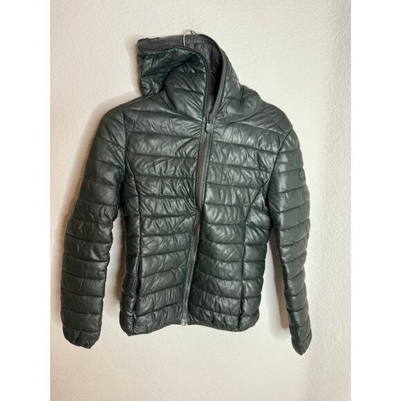 Save the Duck Jackets & Blazers - Save The Duck Womens Laura Water-Resistant Hooded Puffer Jacket Dark Green $229